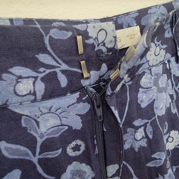 MNG Sz 8 Palermo 330 Shorts Floral Blue Linen Cotton Coastal Beachy Vacation NWT - Picture 5 of 12